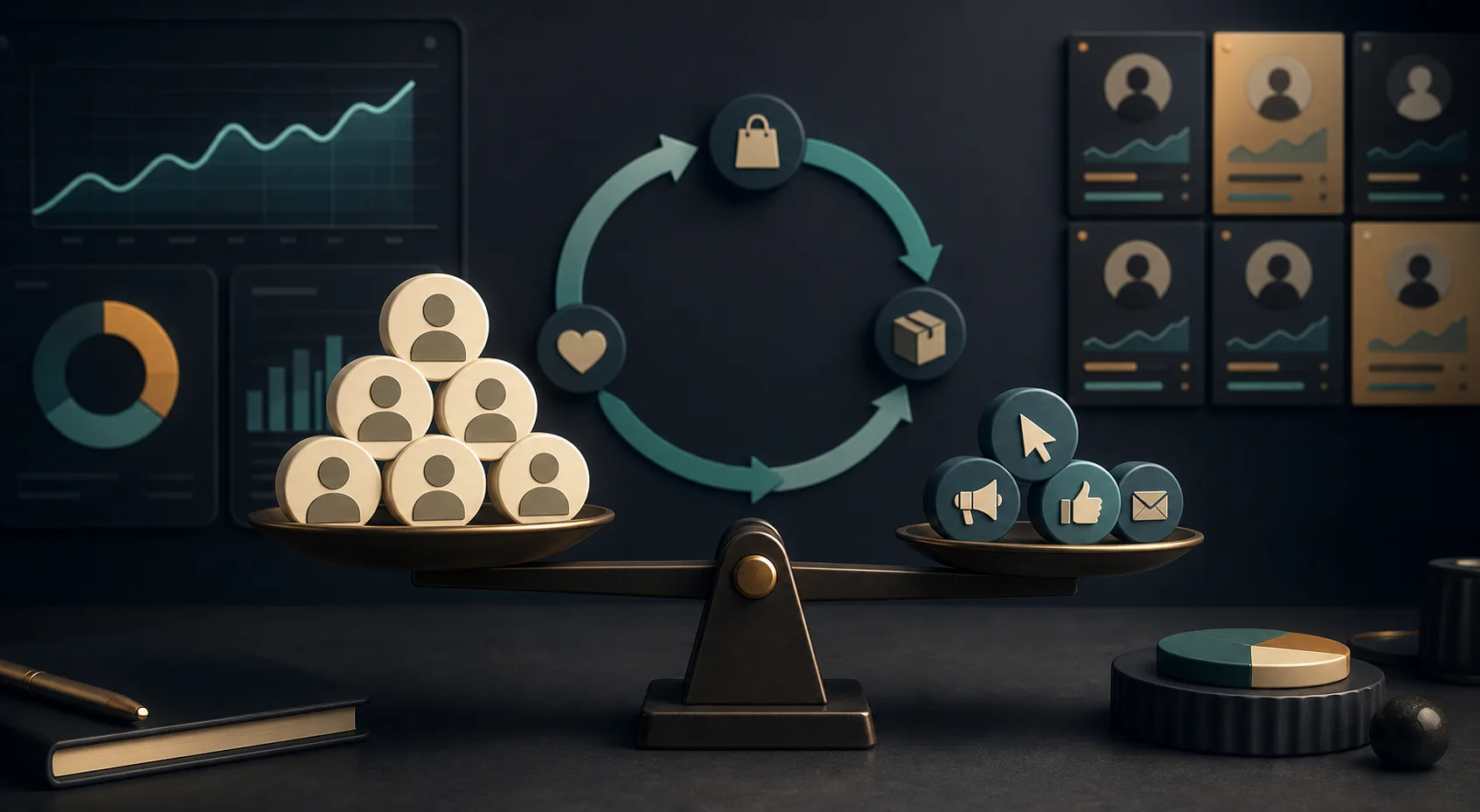 Ecommerce LTV and CAC model balancing customer value, acquisition cost, repeat purchase, and margin.