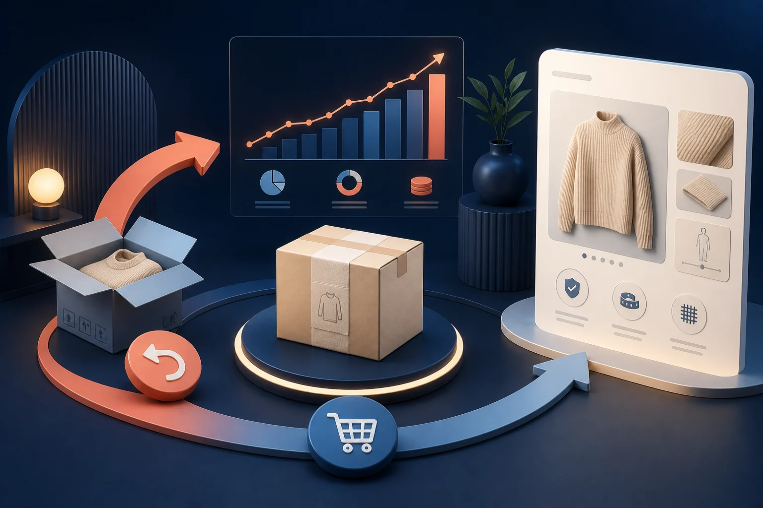 Ecommerce return data feeding improvements to a Shopify product page