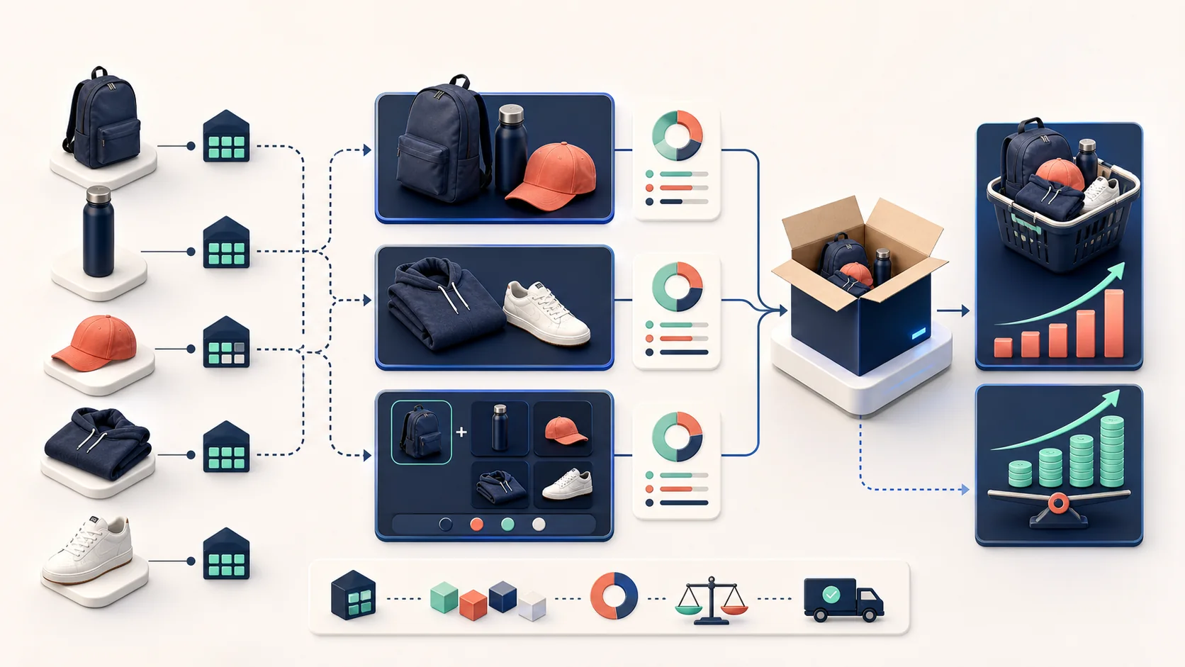 StoreBuilt bundle strategy visual for UK Shopify brands showing offer design, margin, stock logic, and merchandising execution.