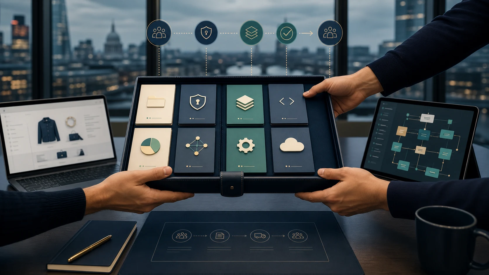 A controlled Shopify agency handover transferring code, access, integrations, analytics and documentation between ecommerce teams.