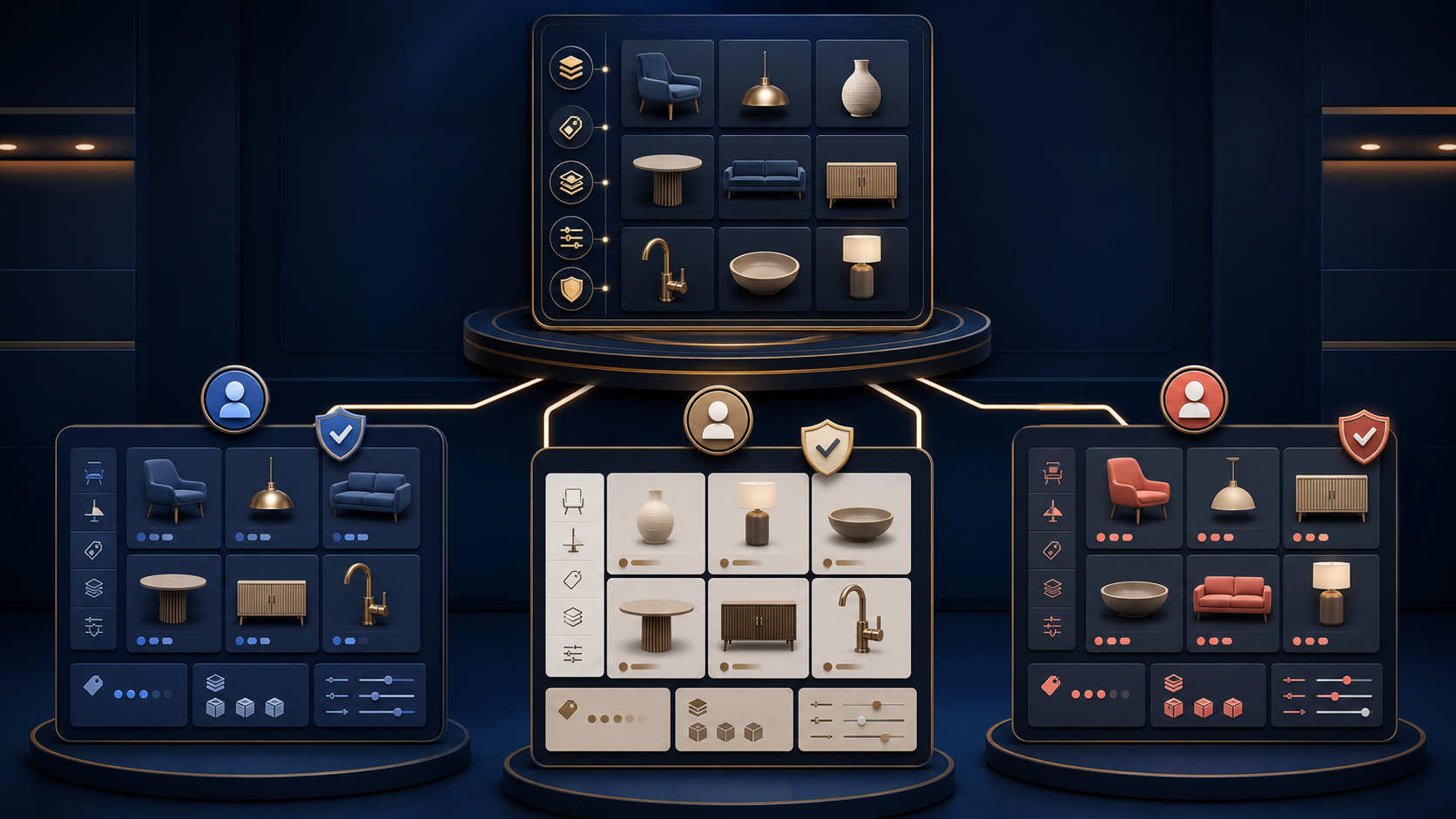 A master Shopify product catalogue feeding three controlled B2B buyer assortments and pricing experiences.