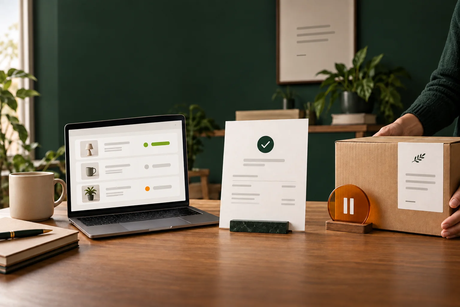 Order review, payment verification and a parcel awaiting controlled dispatch.