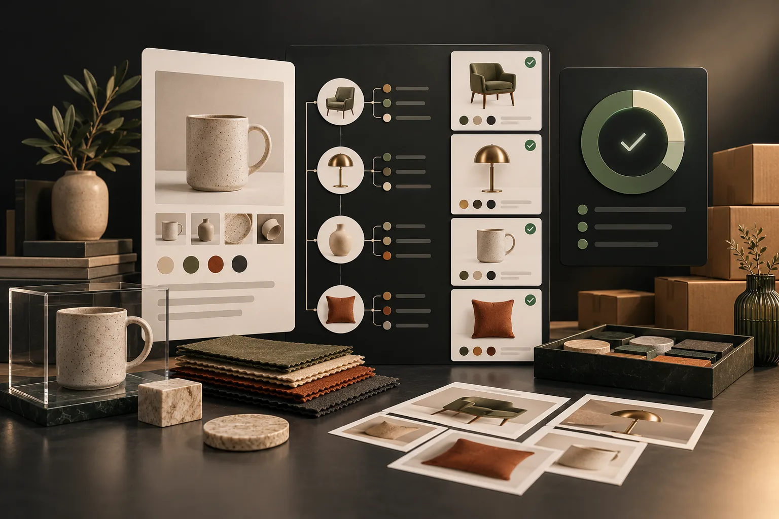 A globe, currency markers, delivery routes and product tiles organised into a controlled Shopify Markets launch system.