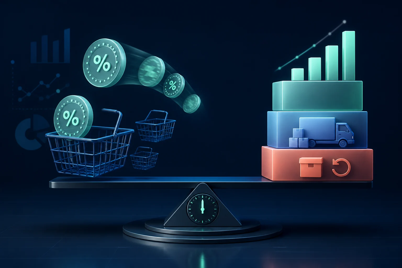 Discounted ecommerce baskets balanced against contribution, shipping and returns costs before campaign approval.