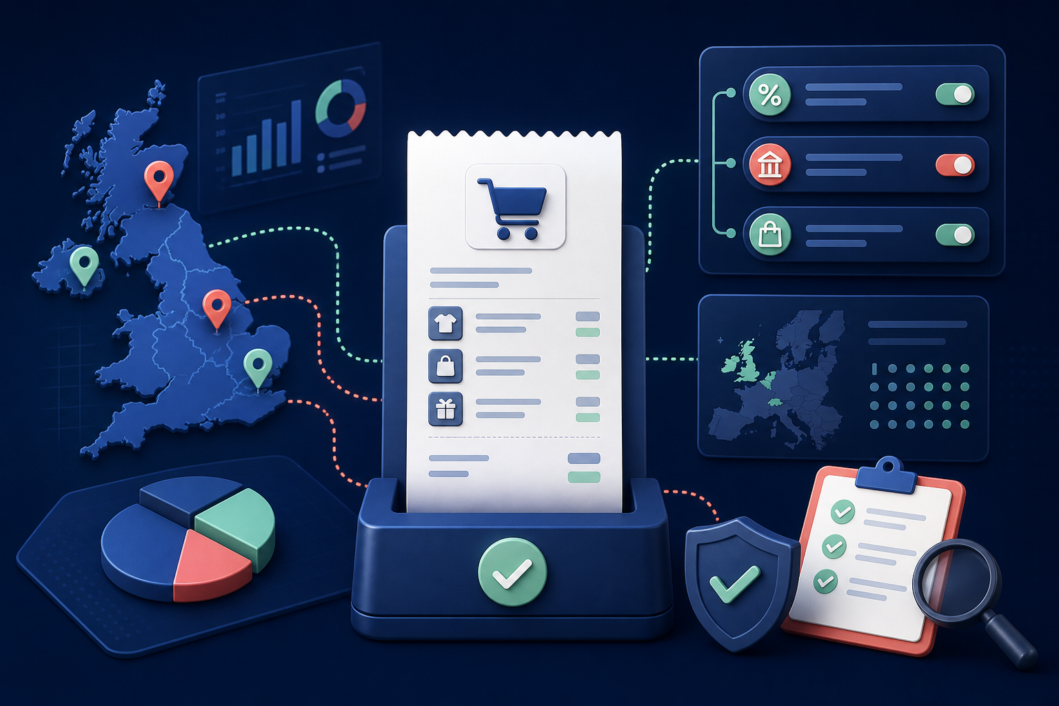 Shopify tax configuration and checkout verification workflow for a UK ecommerce store.