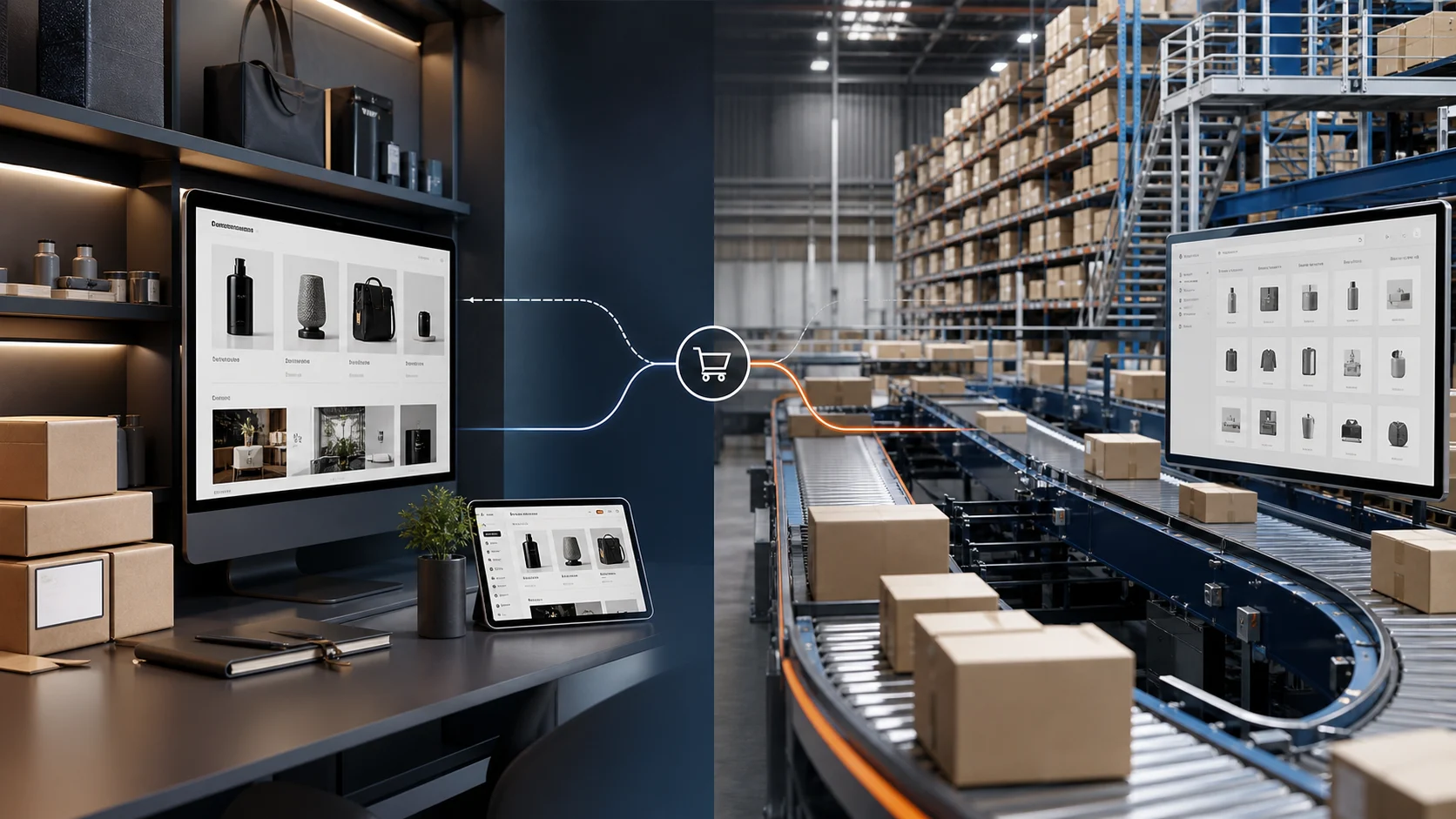UK ecommerce channel comparison between an owned storefront and a large marketplace fulfilment network.