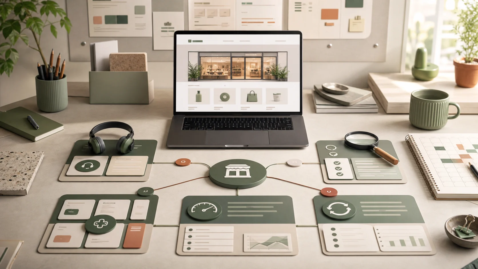 Shopify maintenance planning system covering support, QA, apps, performance and continuous improvement.
