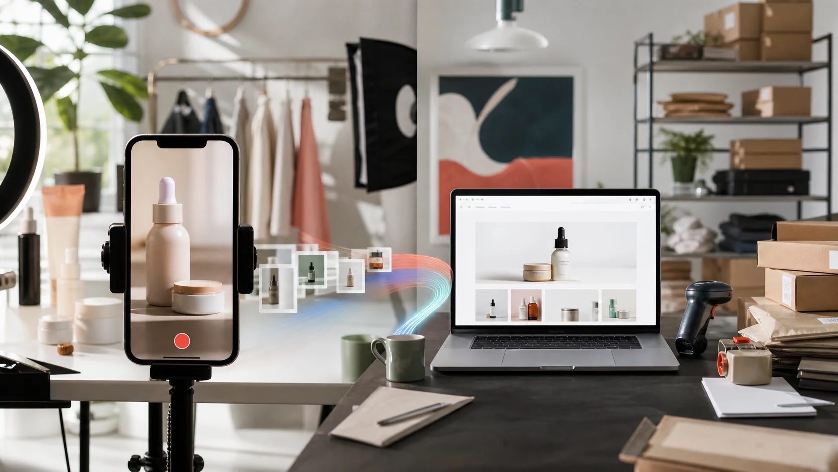 Vertical social-commerce studio connected to an owned Shopify storefront and ecommerce operations desk.